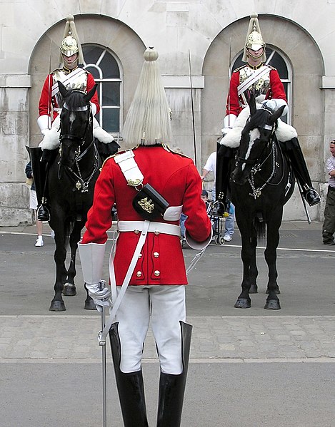 The Life Guards of the Household Cavalry mounting the guard at Horse Guards