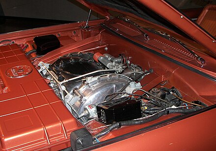 Engine compartment of a Chrysler 1963 Turbine car