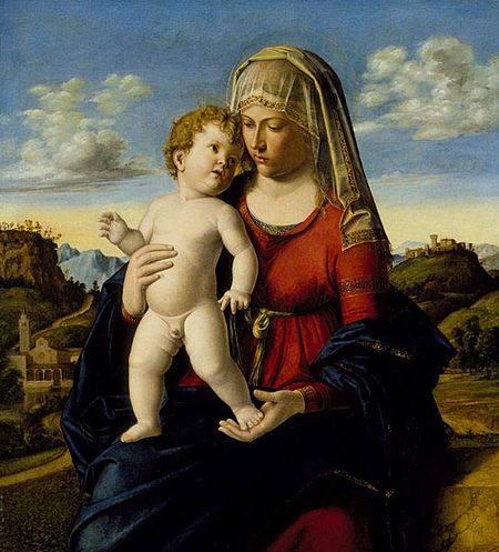 Virgin and Child in a Landscape (1496-1499) by Cima da Conegliano Cima da Conegliano - Madonna col Bambino, Raleigh.jpg