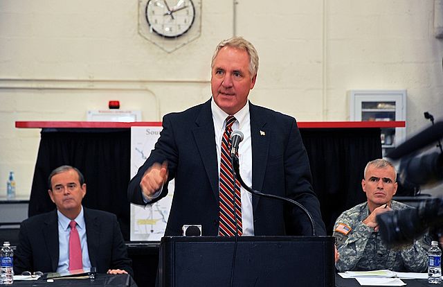 Congressman John Shimkus speaks at Southern Illinois Levee Summit regarding the importance of flood risk management and regional levee concerns with C