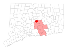 Cromwell's location within Middlesex County and Connecticut