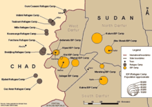 Map of refugee camps in Darfur as a result of the war Darfur refugee camps map.png