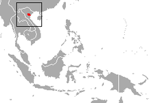 Mapa del sudeste asiático con un punto rojo en Vietnam