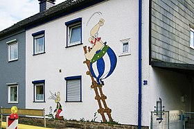 Asterix en Obelix op 'n muur in Hagen (Duitsland)
