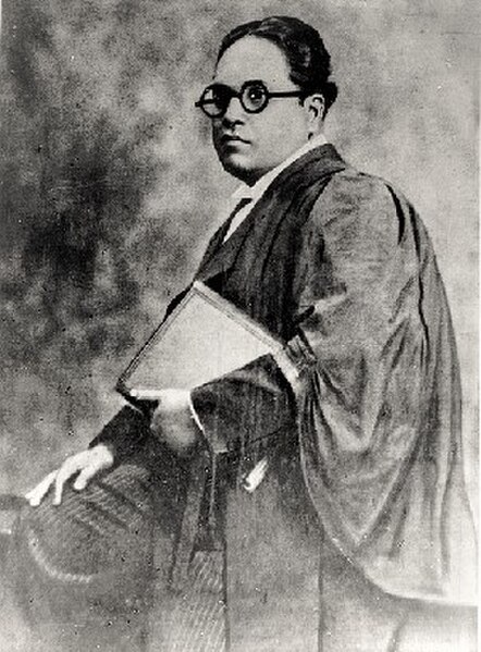 Dr. B. R. Ambedkar as barrister in 1923. Ambedkar was a notable Indian barrister, father of the Indian Constitution and the First Law Minister of Indi