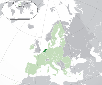Location of the Netherlands (dark green)