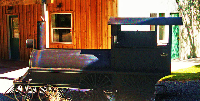 Sculpture representing a steam locomotive, in Ely, Nevada. Early locomotives played an important part in Nevada's mining industry.