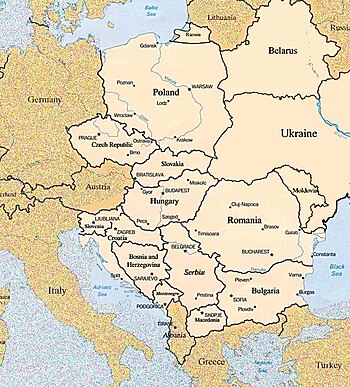 English: Map of Eastern European Countries
