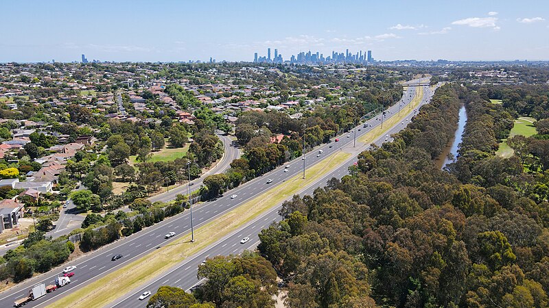 File:Eastern Freeway and Melbourne skyline from Willsmere Park, Kew East.jpg
