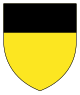 Blason corrigé : D'or au chef de sable.