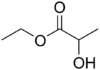 Ethyl lactate, used as a paint additive Ethyl lactate.png