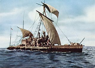 Thor Heyerdahl's raft Kon-Tiki crossed the Pacific Ocean from Peru to Tahiti proving the practical possibility that people from South America could have settled Polynesia in pre-Columbian times