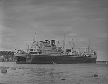 The British whaling factory ship Balaena, May 1949, was operated by the Hector Whaling Company. FLK Balaena - Husvik 1949-05-01.jpg