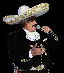 Mariachi singer Vicente Fernandez performing in 2013 at one of his last live concerts. Fernandez-3-24-13 03.JPG