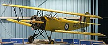 A Fleet Fawn 7C from the museum's collection suspended in the air at the aviation display hangar