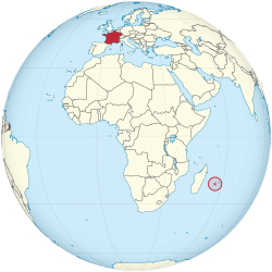 France on the globe (Reunion special) (Africa centered).svg