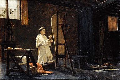 «Figura di frate che dipinge» Cella di Beato Angelico (Filippini, 1880)