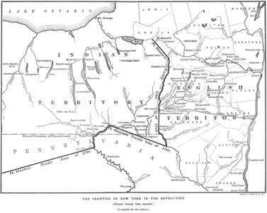 Una part de la línia del tractat de Fort Stanwix del 1768, que mostra la frontera de Nova York