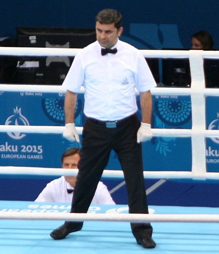 Fuad Aslanov as a referee. Nicola Adams vs Sandra Drabik - 2015 European Games - Final.JPG
