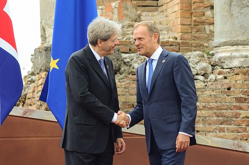 File:G7 Taormina Paolo Gentiloni Donald Tusk handshake 2017-05-26.jpg