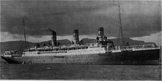 SS <i>Gallia</i> transatlantic ocean liner converted into a troopship in 1915