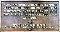 Plaque on the Monument at the site of General Clinton's dam