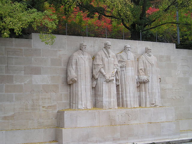 The International Monument to the Reformation, a statue erected in Geneva in 1909 depicting William Farel, John Calvin, Theodore Beza, and John Knox, 