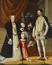 Maximilian II, Holy Roman Emperor and his wife Infanta Maria of Spain with their children Giuseppe Arcimboldi 003.jpg