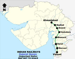 Gujarat qirolichasi Marshrut Map.png