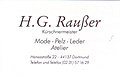 Deutsch: H. G. Raußer, Kürschnermeister, Dortmund (Geschäftskarte ca. 1999).