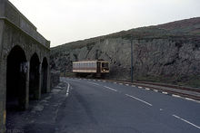 The shelter, left, and one of the winter saloons passing. Hows-tram.jpg