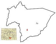 Huerfano County Colorado Incorporated and Unincorporated areas La Veta Highlighted.svg