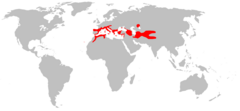 Mapa de distribución de Hypsugo savii.
