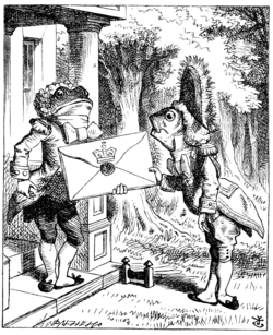 Illustration d'origine (1865), par John Tenniel du roman de Lewis Carroll, Alice au pays des merveilles.png