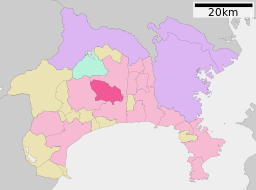 Iseharas läge i Kanagawa prefektur