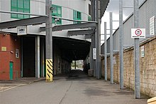 The tunnel behind the main stand at Celtic Park, through which supporters were directed from either end of the stadium in the 2018 incident Janefield Street - geograph.org.uk - 496860.jpg