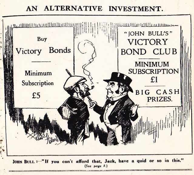 John Bull advertises Bottomley's "Victory Bonds" scheme, 12 July 1919