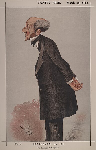 "A Feminine Philosopher". Caricature by Spy published in Vanity Fair in 1873