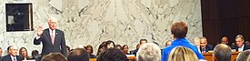 Senate Judiciary Committee Chairman Patrick Leahy swearing in Elena Kagan during her first day of testimony on her appointment to the U.S. Supreme Court, June 28, 2010 Kagan is sworn before Senate Judiciary Committee.jpg