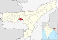 मानचित्र जिसमें कामरूप महानगर ज़िला কামৰূপ মহানগৰ জিলা Kamrup Metropolitan district हाइलाइटेड है