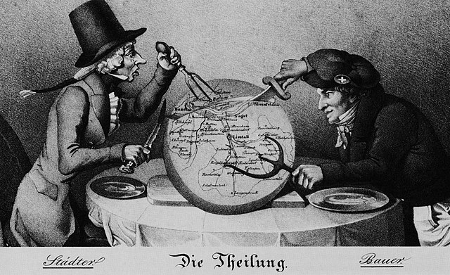 Caricature of the division of Basel, 1833