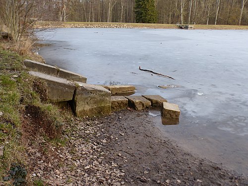 Katzenbachsee (zugefroren) in Stuttgart-Vaihingen am 08. Februar 2019