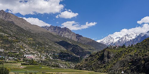Panoramic view of the LAhaul Valley near Keylong (the capital and primary town in the region).