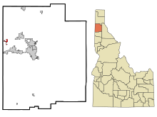 Kootenai County Idaho Obszary zarejestrowane i nieposiadające osobowości prawnej Hauser Highlighted.svg