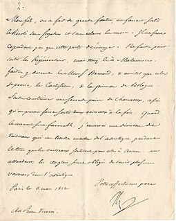 Napoleon's letter to Eugene, then Viceroy of Italy, concerning the defeat Letter to to Eugene Napoleon, Viceroy of Italy (Paris, 03-03-1812).jpg