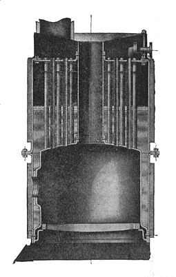 Vertical fire-tube boiler, as used in a Leyland steam wagon Leyland steam wagon boiler, section (Rankin Kennedy, Modern Engines, Vol V).jpg