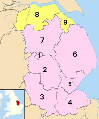 Lincolnshire nummerierte Bezirke.svg