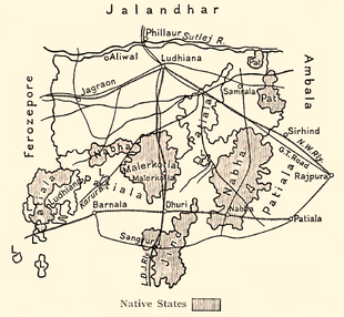 Malerkotla, Patiala, Jind, Nabha ja Punjabin Ludhiana-piiri (1911)