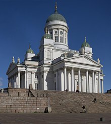 The Helsinki Cathedral is among the most prominent buildings in the city. Lutheran Cathedral Helsinki.jpg