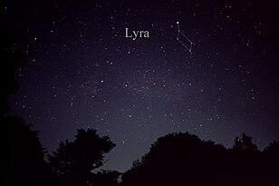 The constellation Lyra as it rises in the east on May and June evenings.